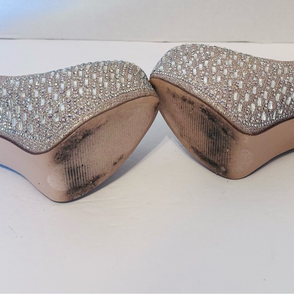 De Blossom Collection KINKO-178 Rhinestone Nude Sparkle Stiletto Pumps Size 9 - Picture 9 of 16